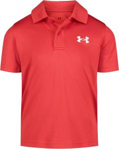 Under Armour Baby-Boys футболка-поло с коротким рукавом, воротник, логотип на груди, мягкая и удобная, Red - Core