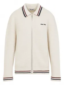 Вязаный кардиган на молнии MIU MIU, нейтральный