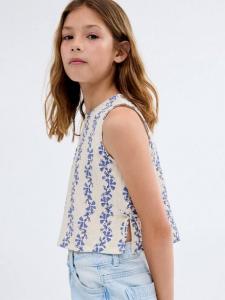 Детский топ без рукавов Andy с цветочным принтом из хлопковой смеси Mango, Natural White