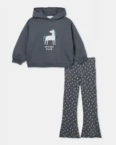 Детский комплект из 2 предметов: худи с капюшоном и фларе леггинсы с рубчиком Kids El Corte Inglés, черный