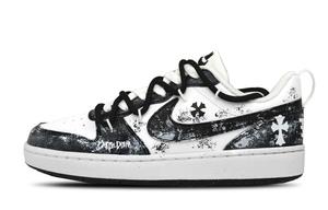 Nike Кроссовки для скейтбординга Court Borough Chrysanthemum Ink Dyed низкие детские Black White
