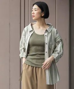 Хлопковая ребристая майка, двусторонняя