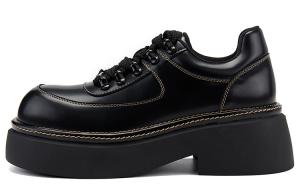 Белые Лайн Дерби Туфли Платформа Женские Черные HERLOOK, Черные-Пряжка Стиль