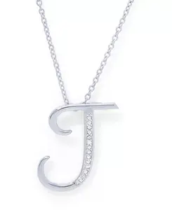 Ожерелье с бриллиантовым акцентом и инициалом, 18 дюймов, серебряная пластина Macy'S, j