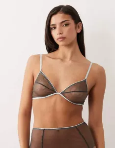 Серый сетчатый бюстгальтер с треугольными чашками и контрастной окантовкой ASOS DESIGN Emilia