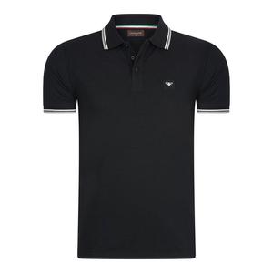 Поло из пике с аппликацией из нержавеющей стали Cappuccino Italia, черный