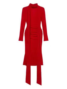 Платье миди с высокой горловиной и драпировкой BLUMARINE, красный
