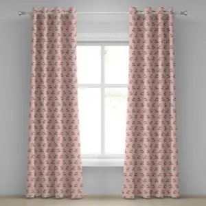 Штора на люверсах ABAKUHAUS "Собачка-любительница", милый маленький корги, бегущий и стоящий, мультяшное сердце, прыгающий, декоративная, двухпанельная, 280 см x 225 см, оранжевый Abakuhaus