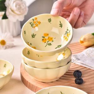 Ceramics Набор керамических мисок и тарелок с подглазурным покрытием, 2 предмета, 4-дюймовые тарелки в виде цветка лотоса