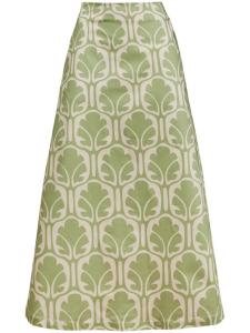 La DoubleJ юбка миди А-силуэта с принтом, зеленый