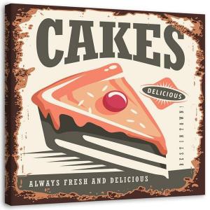 Фрески Feeby Kuchen Retro Schild Braun, коричневый