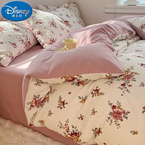 Disney Комплект постельного белья с простыней на резинке, 150x200 см, цветочный принт