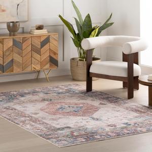 Ковер nuLOOM, 153 x 244 см,  Carolita Medallion машинной стирки для гостиной, спальни, столовой, Brick