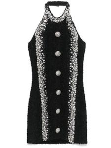 Balmain платье мини с кристаллами, черный