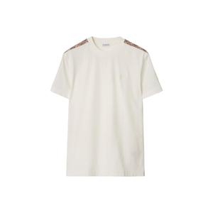 Футболка Cotton с клетчатым кантом Burberry, белый