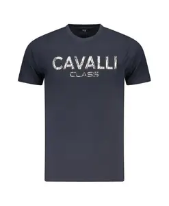 Футболка с синим логотипом Cavalli Class, синий