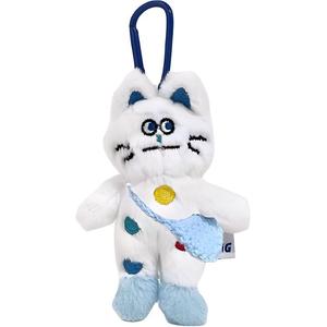 Модные и крутые милые креативные необычные ботинки с маленькими куклами-подвесками из плюша в виде кошечек, высота 13см Bowl, белый