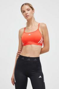 Спортивный бюстгальтер Adidas Aeroreact Training Light-Support 3-Stripes, красно-оранжевый