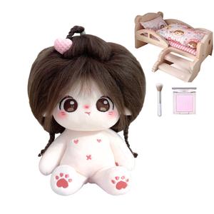 Милые ежегодные куклы Cotton Doll плюшевые куклы высотой 20 см Jinnew, Annual Naked Doll+Doll Bed+Blush+Brush