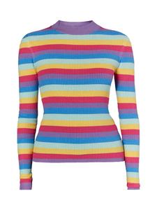 Женский вязаный свитер в рубчик, многоцветный фиолетовый myMo