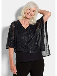 Блузка с пайетками: элегантный полупрозрачный топ черного цвета. GOLDNER