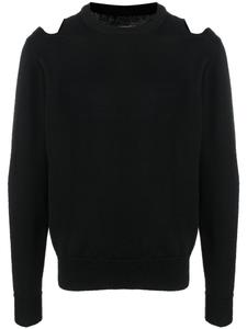 Jil Sander шерстяной свитер с вырезами, черный