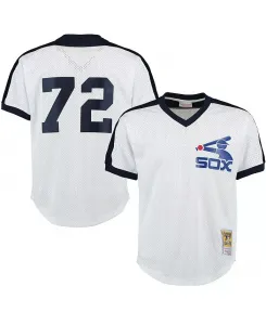 Мужская бейсбольная майка для тренировок Carlton Fisk Chicago White Sox Cooperstown, белая, сетчатая Mitchell & Ness