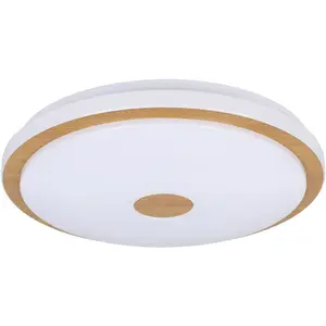 Потолочный светильник LANCIANO 1 с LED-модулем 1 шт. Холодный белый | Нейтральный белый | Теплый белый. Потолочный светильник белого и коричневого цвета из стали и дерева - 24 Вт Eglo, белый/коричневый