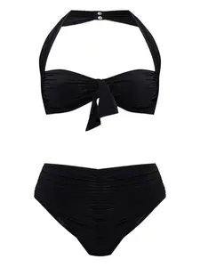 Бикини с лифом-халтер и сборками BALMAIN, черный