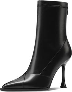 Женские элегантные ботильоны FOWT с острым носком и высоким каблуком-стилетто, сзади молния, короткие, размеры 4-16 US, Black