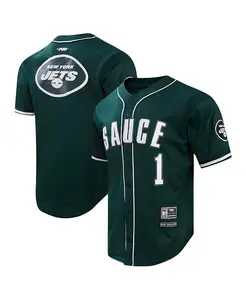 Мужская бейсбольная рубашка на пуговицах Sauce Gardner зеленого цвета New York Jets Pro Standard