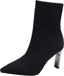 Женские сапоги YDYCG с носками на каблуке, растягивающаяся ткань, эластичный каблук-стилет, заостренный носок, ботильоны (Цвет: розовый, размер обуви: 7,5)