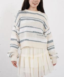 Пуловер из смешанной пряжи со случайной каймой Archives, цвет Ivory