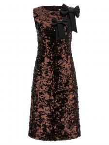 Платье миди прямого кроя из велюра с пайетками GANNI, коричневый