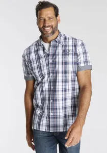 Рубашка Man's World с коротким рукавом и небольшим принтом на груди, цвет Blau-Rot-Weiss-Kariert