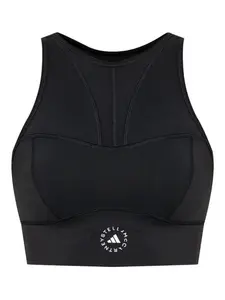 Спортивный бюстгальтер с вырезом халтер Adidas by Stella McCartney, черный