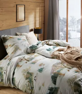 Постельное белье из тонкой фланели Aspen Seraing зеленое 155x220 см + 80x80 см Fleuresse