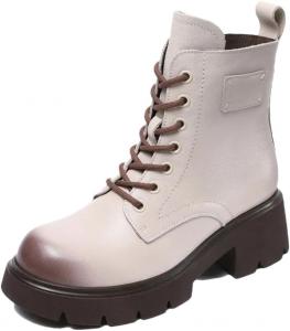 Женские ботильоны на высоком каблуке с натуральной шерстью, теплые зимние ботинки с массивной подошвой из хлопка Nlievara, Beige