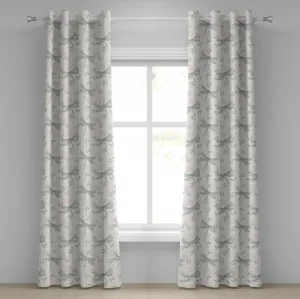 Штора на люверсах Стрекоза от ABAKUHAUS, фон в стиле шебби-шик с потертыми розами и принтом в виде мотыльков и насекомых, декоративная, двухпанельная, 280 см x 245 см, светло-розовый с бледно-серым оттенком Abakuhaus