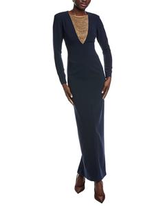 Платье-макси с цепочкой и нагрудником Carla Ruiz Carla Ruiz, синий