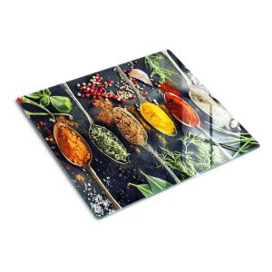 Стеклянная тарелка 60x52 см, разноцветные специи TULUP, мультиколор