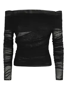 Сетчатая блузка с открытыми плечами Federica Tosi, черный