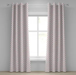 Штора ABAKUHAUS с ромбовидным люверсом, фон с ромбовидным узором в виде точек и традиционной композицией из ограненных камней, декоративные двухпанельные шторы, 280 см x 225 см, цвет: сине-серый, рубиново-серый Abakuhaus