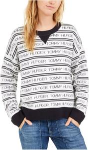 Женский топ Tommy Hilfiger белого цвета в полоску с длинными рукавами и круглым вырезом, размер, White