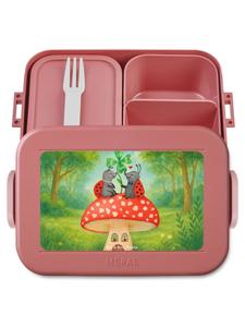 Mr. & Mrs. Panda Дизайн коробки для закусок с изображением божьей коровки и гриба    в пастельно-красном цвете