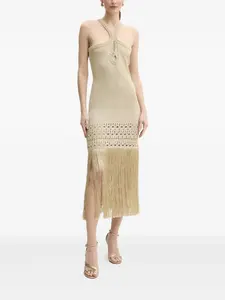 Платье миди с бахромой Simona Corsellini, нейтральный