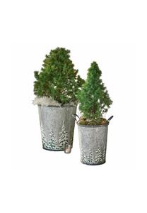 Набор из 2 ведер Pavie серый/зеленый Loberon, серый/зеленый