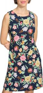 Женское платье-трапеция Tommy Hilfiger из шифона с рукавами, Sky Captain Combo