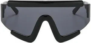 Солнцезащитные очки в стиле панк Y2K, маска-щит, женские, роскошные цельные солнцезащитные очки для женщин, спортивные очки для мужчин 68290 Melrose, Black