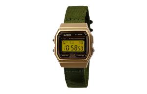 CASIO Мужские часы Retrofit Series с кварцевым механизмом и нейлоновым ремешком, черный циферблат